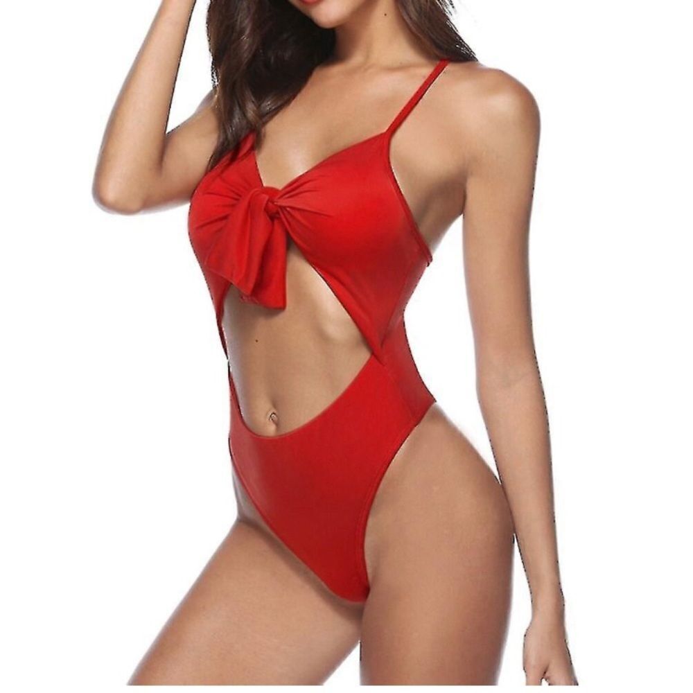 Red one piece with cutout swim suit Sz Medium NIB